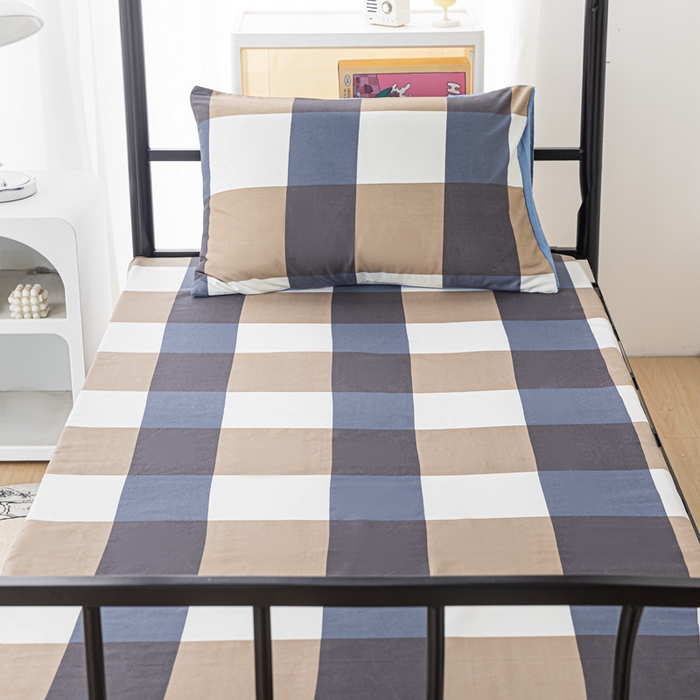 91家纺网 家纺一手货源 找家纺 楠沐家纺 2025新款大学生床垫套可拆洗学生宿舍亲肤床垫套 蓝大格