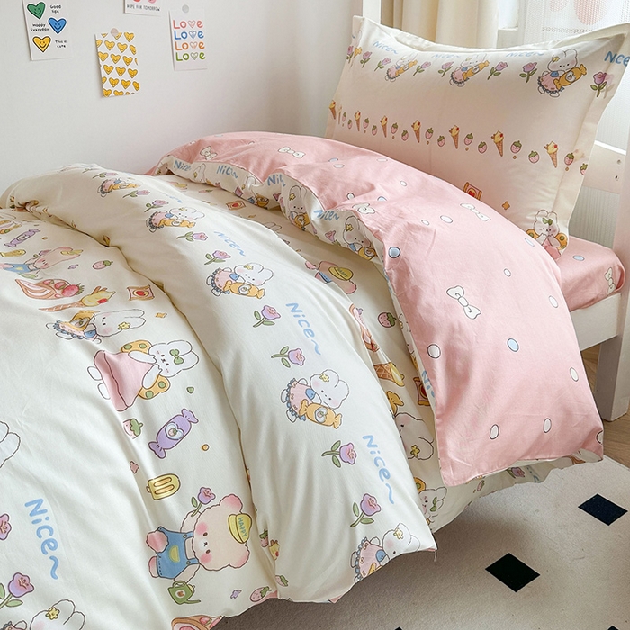 91家纺网 家纺一手货源 找家纺 金鑫汇家纺 2024新款全棉宿舍印花三件套第一批 糖水日记