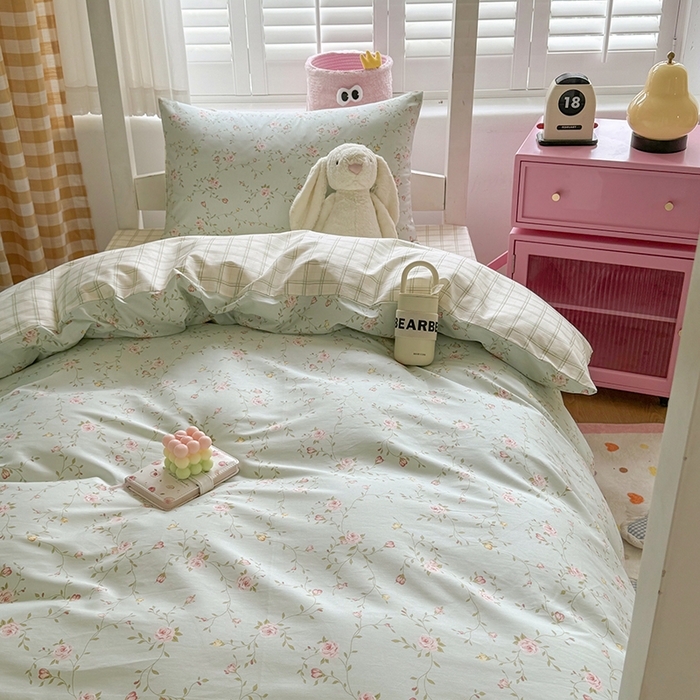 91家纺网 家纺一手货源 找家纺 富瑞阁2024新款13070学生宿舍全棉三件套 蓝调