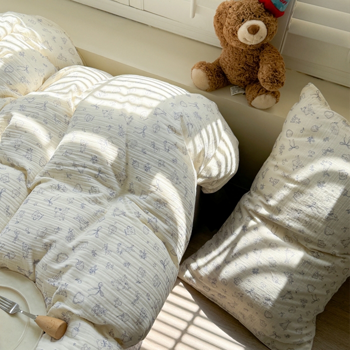 91家纺网 家纺一手货源 找家纺 萝莉家纺 2025新款全棉双层皱皱纱四件套（第三批） 生日礼物