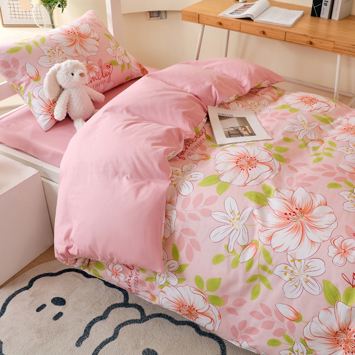 91家纺网 家纺一手货源 找家纺 金鑫汇家纺 2024新款全棉宿舍印花三件套第二批 繁花之恋