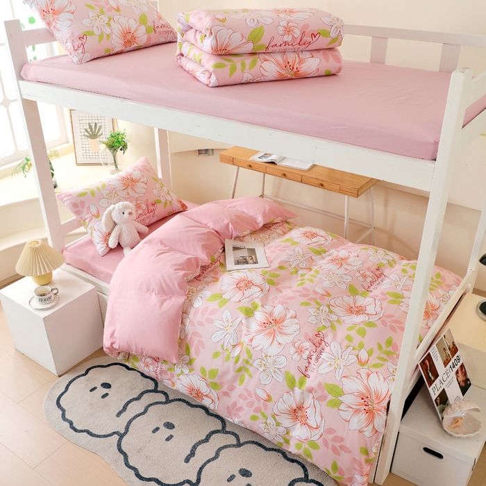 91家纺网 家纺一手货源 找家纺 金鑫汇家纺 2024新款全棉宿舍印花三件套第二批 繁花之恋