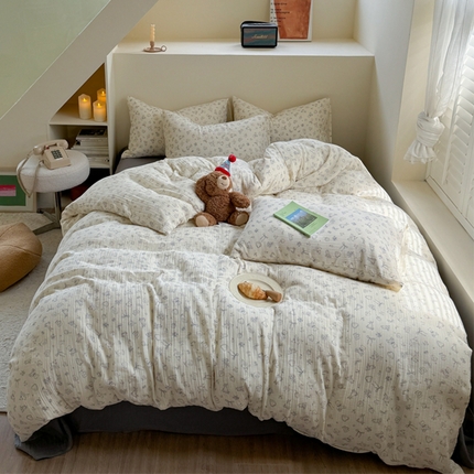 萝莉家纺 2025新款全棉双层皱皱纱四件套（第三批） 生日礼物