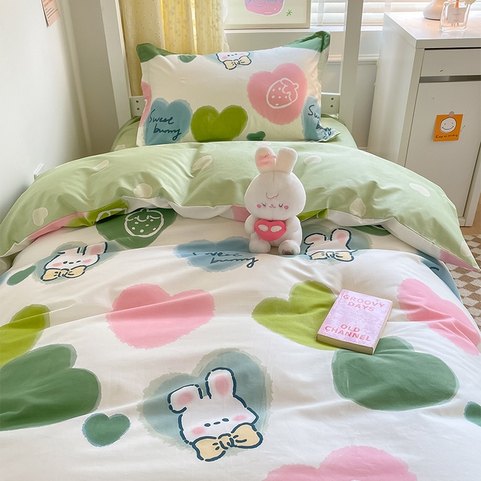 91家纺网 家纺一手货源 找家纺 金鑫汇家纺 2024新款全棉宿舍印花三件套第一批 心心念念