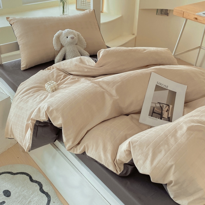 91家纺网 家纺一手货源 找家纺 金鑫汇家纺 2024新款A类长绒棉提花学生套件 纵横阡陌