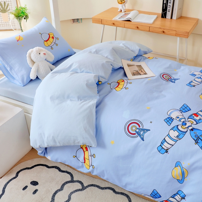 91家纺网 家纺一手货源 找家纺 金鑫汇家纺 2024新款全棉宿舍印花三件套第二批 宇宙奥秘