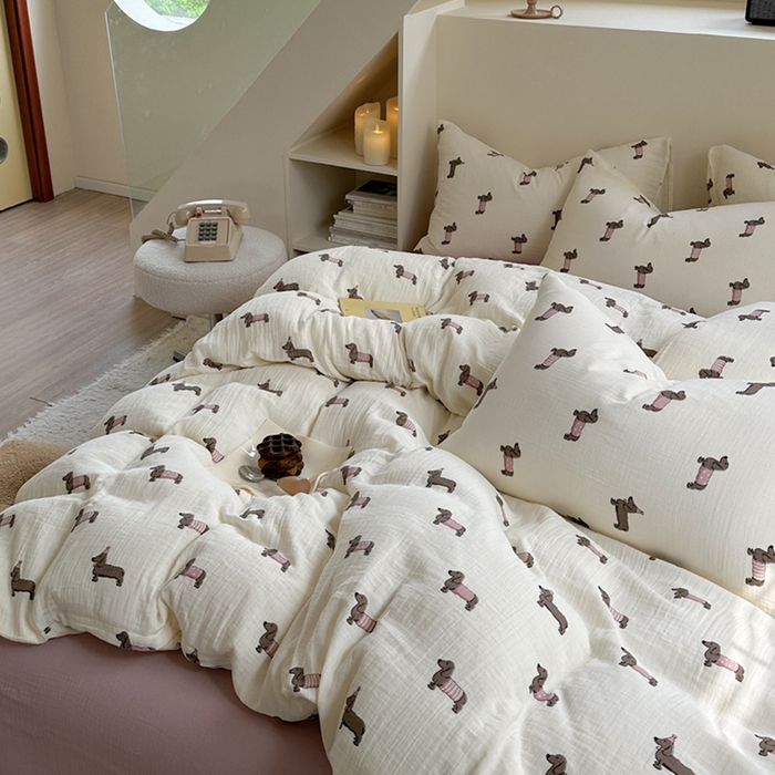 91家纺网 家纺一手货源 找家纺 （总）萝莉家纺 2025新款全棉双层皱皱纱四件套（第三批）