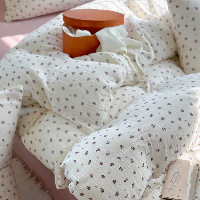 91家纺网 家纺一手货源 找家纺 萝莉家纺 2025新款全棉双层皱皱纱四件套（第三批） 小紫花
