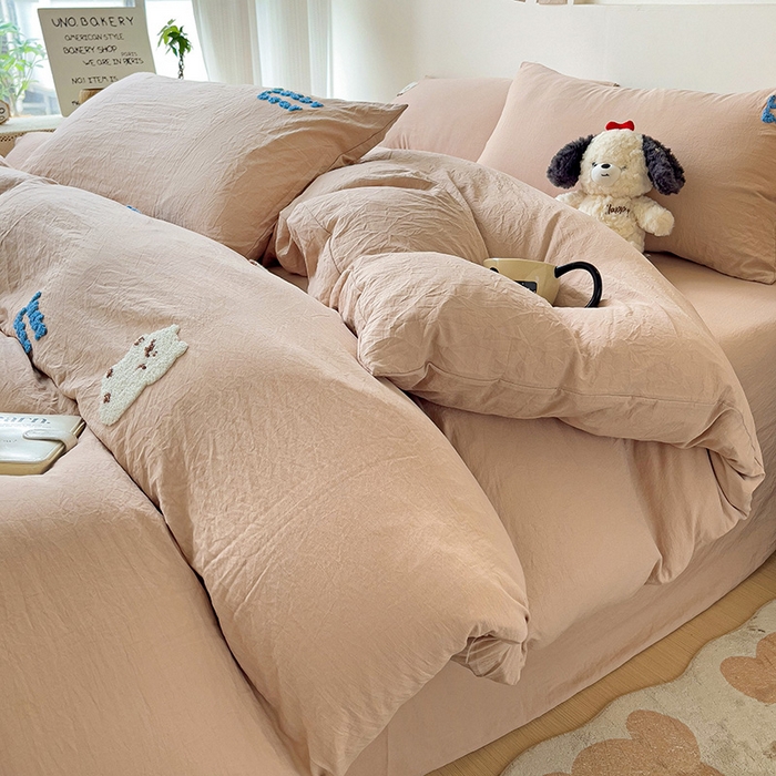 91家纺网 家纺一手货源 找家纺 韩巢家纺 2024新款四季通用超柔水洗棉毛巾绣单件被套-小白熊系列（提供卖家秀 ） 小白熊 浅咖