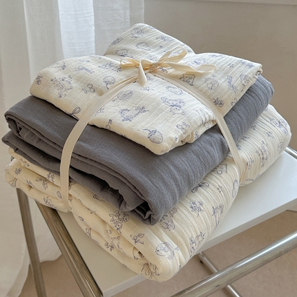 91家纺网 家纺一手货源 找家纺 萝莉家纺 2025新款全棉双层皱皱纱四件套（第三批） 生日礼物