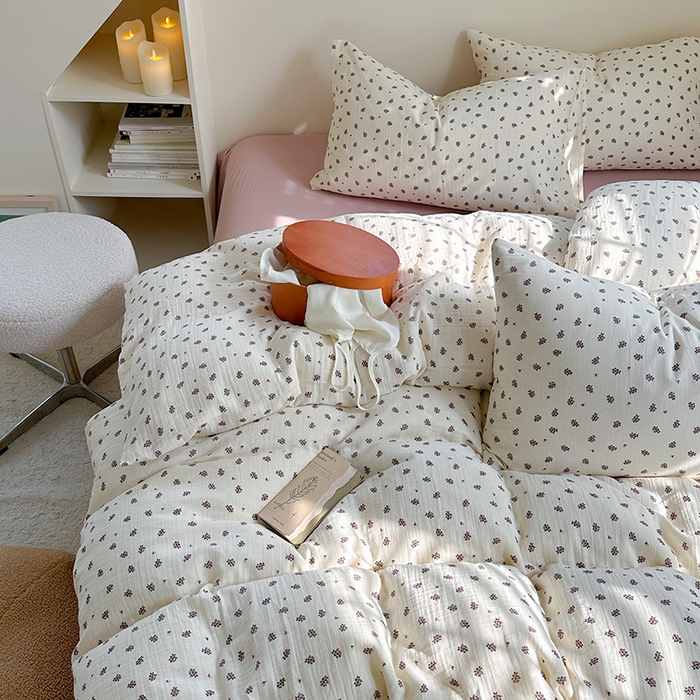 91家纺网 家纺一手货源 找家纺 萝莉家纺 2025新款全棉双层皱皱纱四件套（第三批） 小紫花