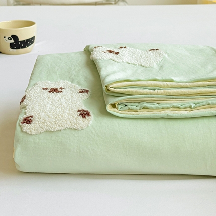 （总）韩巢家纺 2024新款四季通用超柔水洗棉毛巾绣单件被套-小白熊系列（提供卖家秀 ）