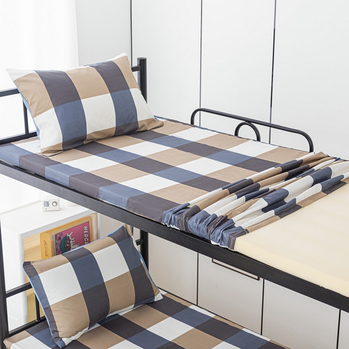 91家纺网 家纺一手货源 找家纺 楠沐家纺 2025新款大学生床垫套可拆洗学生宿舍亲肤床垫套 蓝大格