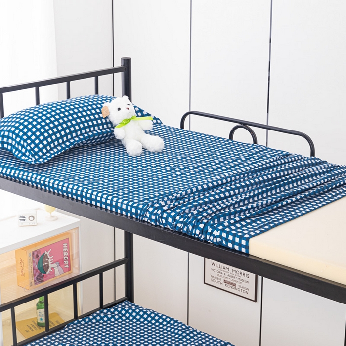 91家纺网 家纺一手货源 找家纺 楠沐家纺 2025新款大学生床垫套可拆洗学生宿舍亲肤床垫套 蓝小格