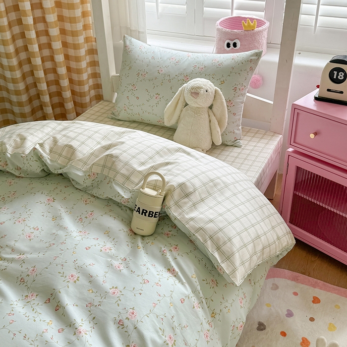 91家纺网 家纺一手货源 找家纺 富瑞阁2024新款13070学生宿舍全棉三件套 蓝调