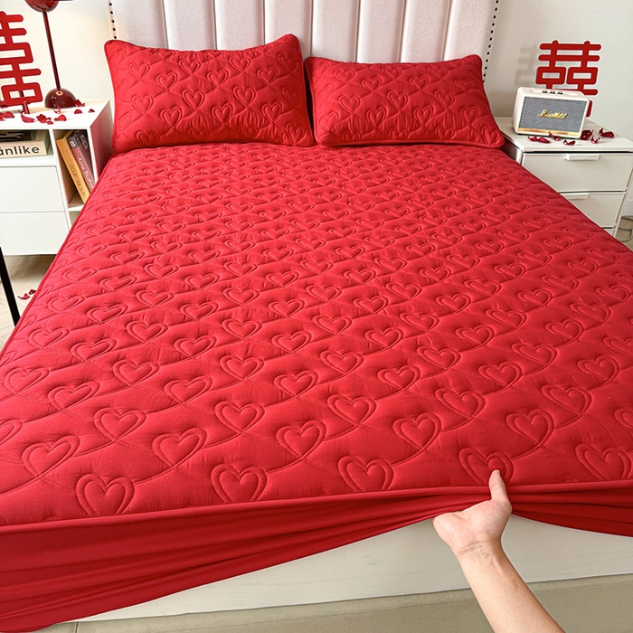 91家纺网 家纺一手货源 找家纺 3C 2024新款A类喜嫁全棉大豆床笠系列 心心相印