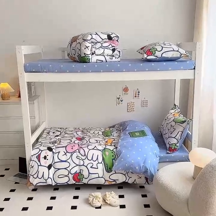 91家纺网 家纺一手货源 找家纺 金鑫汇家纺 2024新款全棉宿舍印花三件套第一批 字母派对