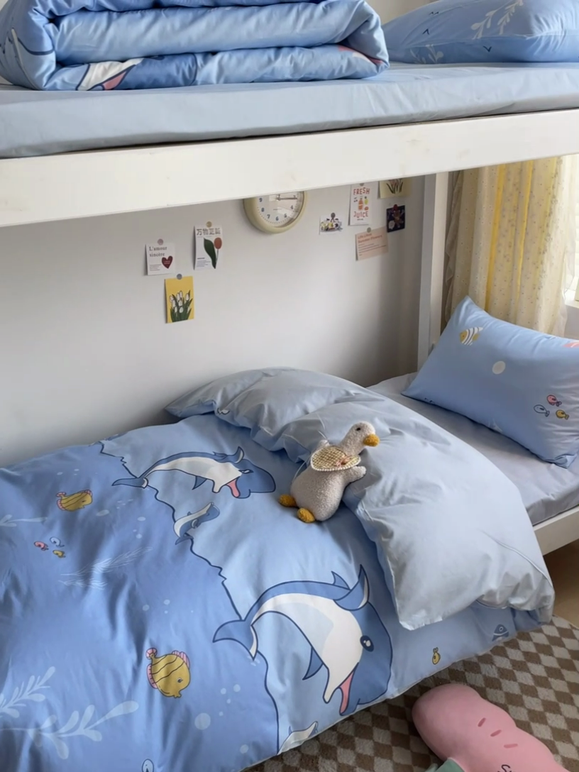 91家纺网 家纺一手货源 找家纺 金鑫汇家纺 2024新款全棉宿舍印花三件套第二批 海洋三件套