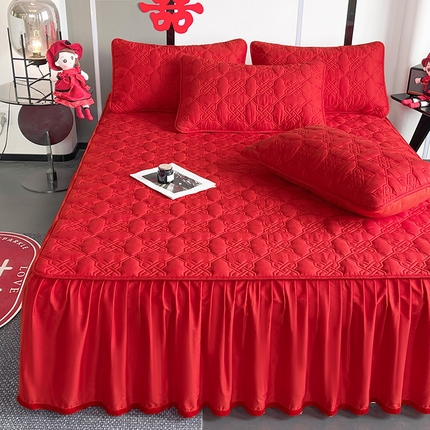 91家纺网 家纺一手货源 找家纺 （总）3C 2024新款A类喜嫁全棉大豆床裙系列