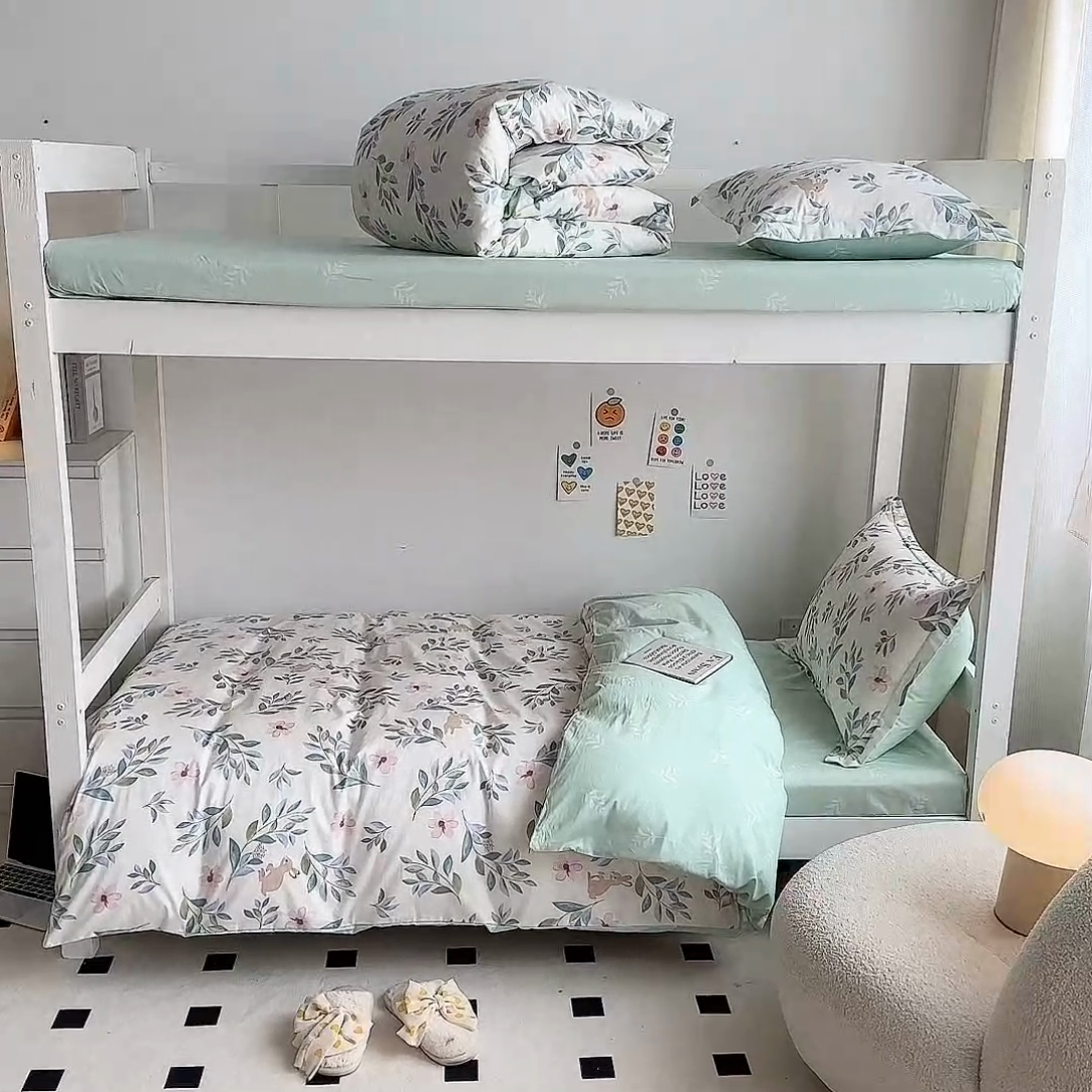 91家纺网 家纺一手货源 找家纺 金鑫汇家纺 2024新款全棉宿舍印花三件套第一批 莫妮卡