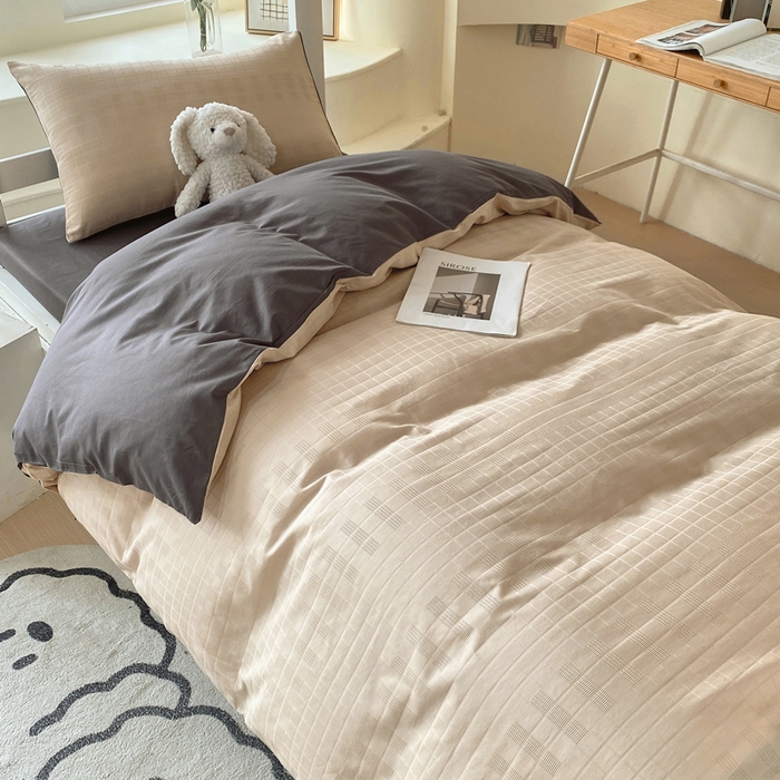 91家纺网 家纺一手货源 找家纺 金鑫汇家纺 2024新款A类长绒棉提花学生套件 纵横阡陌