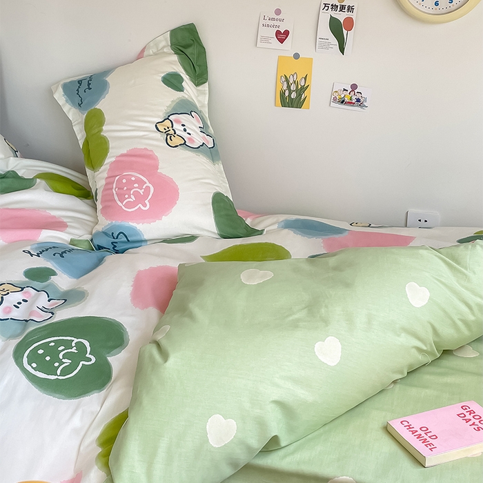 91家纺网 家纺一手货源 找家纺 金鑫汇家纺 2024新款全棉宿舍印花三件套第一批 心心念念