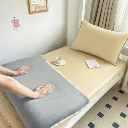 91家纺网 家纺一手货源 找家纺 （总）笙意家纺 2025新款棉+绒床垫套纯色双面可用学生季宿舍款