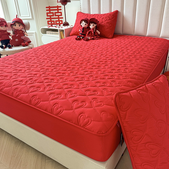 91家纺网 家纺一手货源 找家纺 3C 2024新款A类喜嫁全棉大豆床笠系列 心心相印