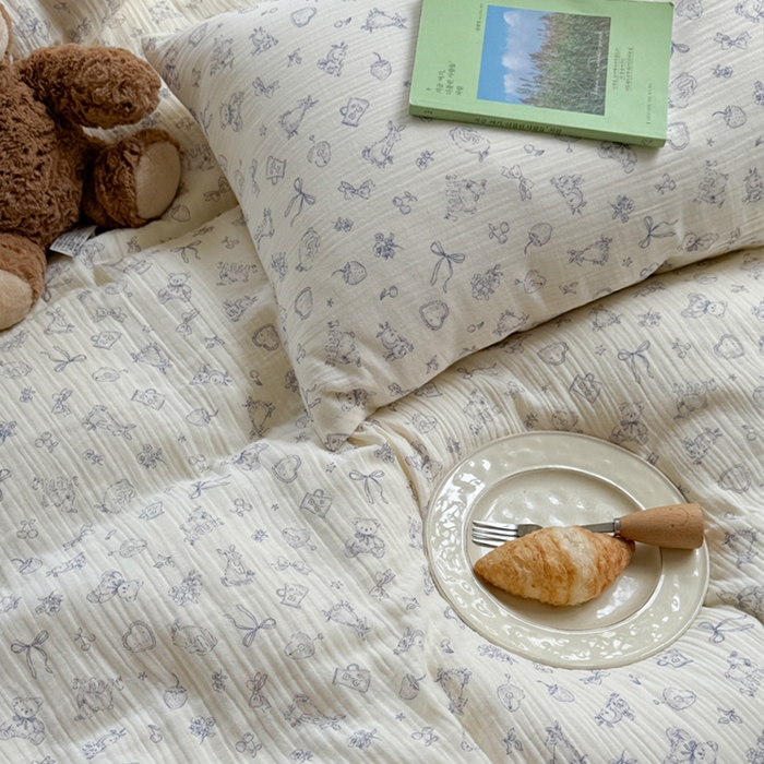 91家纺网 家纺一手货源 找家纺 萝莉家纺 2025新款全棉双层皱皱纱四件套（第三批） 生日礼物