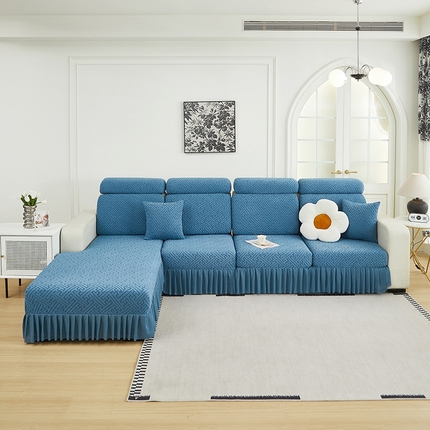 天下布艺 2024新款摇粒绒清灵裙边坐垫套 天蓝