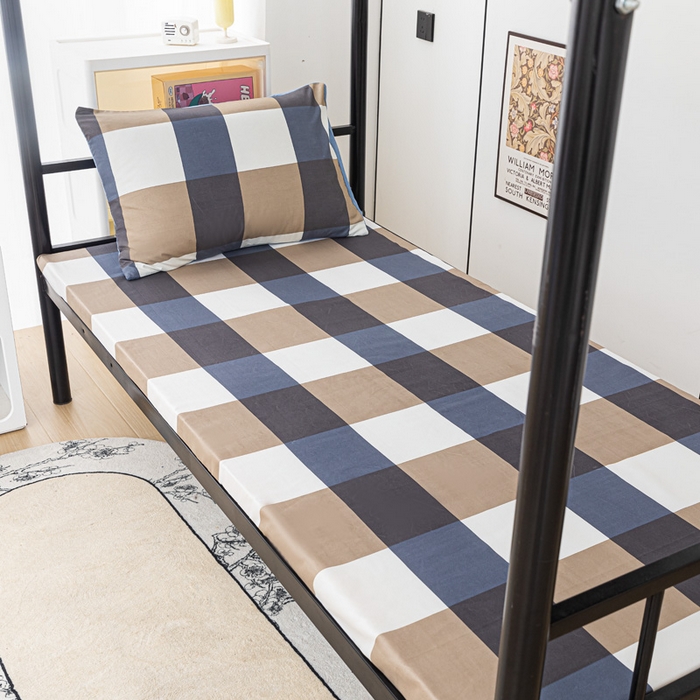 91家纺网 家纺一手货源 找家纺 楠沐家纺 2025新款大学生床垫套可拆洗学生宿舍亲肤床垫套 蓝大格