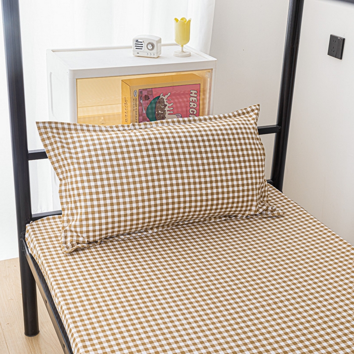 91家纺网 家纺一手货源 找家纺 楠沐家纺 2025新款大学生床垫套可拆洗学生宿舍亲肤床垫套 咖小格