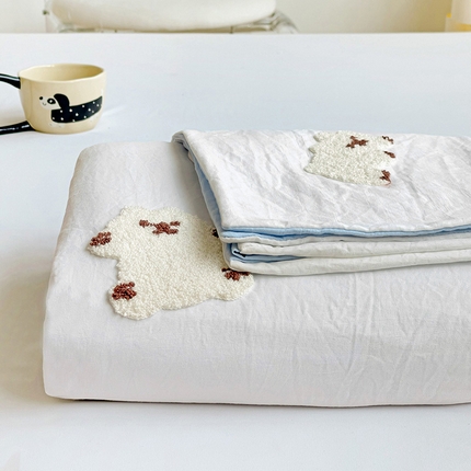 91家纺网 家纺一手货源 找家纺 （总）韩巢家纺 2024新款四季通用超柔水洗棉毛巾绣单件被套-小白熊系列（提供卖家秀 ）