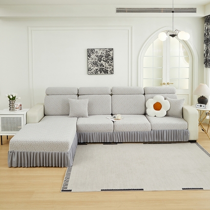 天下布艺 2024新款摇粒绒清灵裙边坐垫套 浅灰