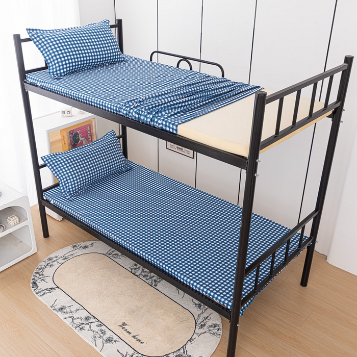 91家纺网 家纺一手货源 找家纺 楠沐家纺 2025新款大学生床垫套可拆洗学生宿舍亲肤床垫套 蓝小格