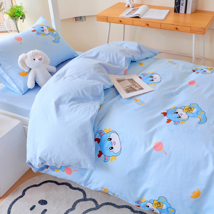 91家纺网 家纺一手货源 找家纺 金鑫汇家纺 2024新款全棉宿舍印花三件套第二批 瑞龙送福