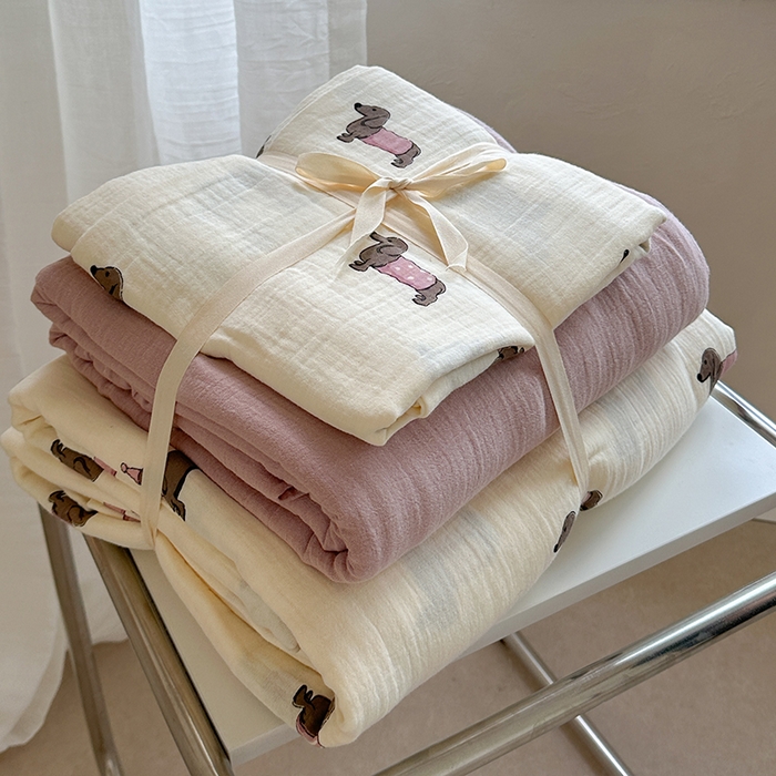 91家纺网 家纺一手货源 找家纺 （总）萝莉家纺 2025新款全棉双层皱皱纱四件套（第三批）