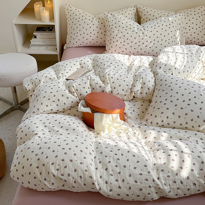 91家纺网 家纺一手货源 找家纺 萝莉家纺 2025新款全棉双层皱皱纱四件套（第三批） 小紫花