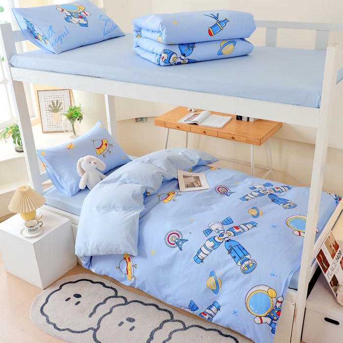 91家纺网 家纺一手货源 找家纺 金鑫汇家纺 2024新款全棉宿舍印花三件套第二批 宇宙奥秘