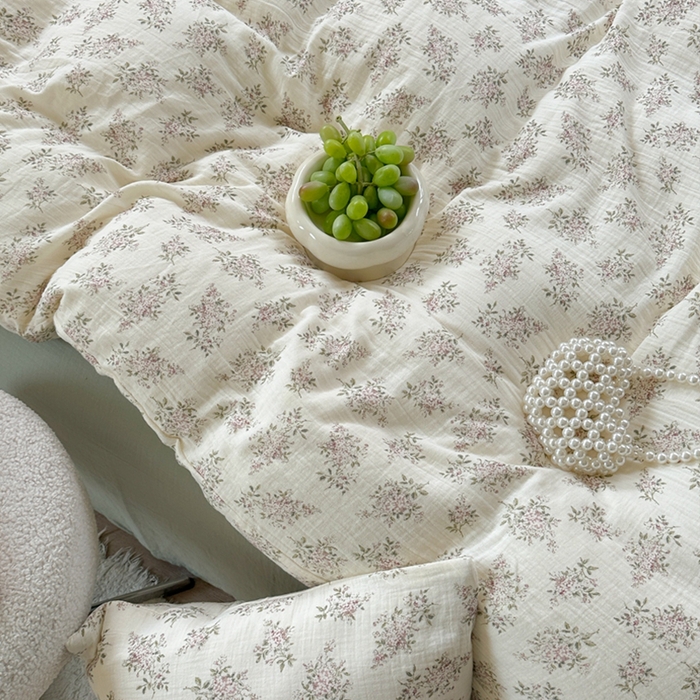 91家纺网 家纺一手货源 找家纺 萝莉家纺 2025新款全棉双层皱皱纱四件套（第三批） 花团紧簇