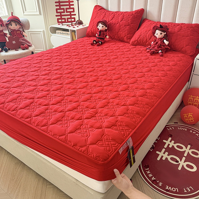 91家纺网 家纺一手货源 找家纺 3C 2024新款A类喜嫁全棉大豆床笠系列 喜结连理