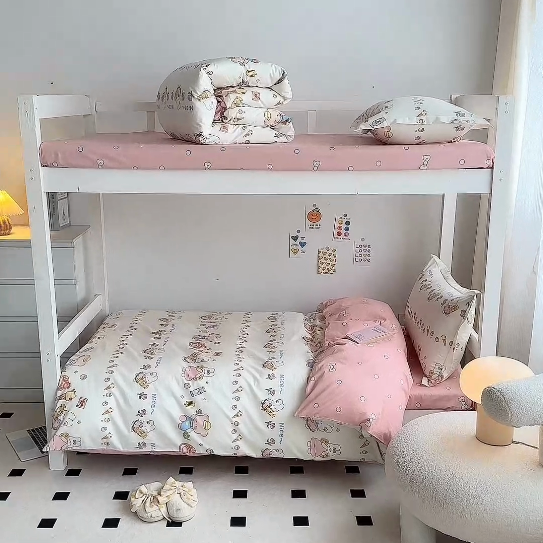 91家纺网 家纺一手货源 找家纺 金鑫汇家纺 2024新款全棉宿舍印花三件套第一批 糖水日记