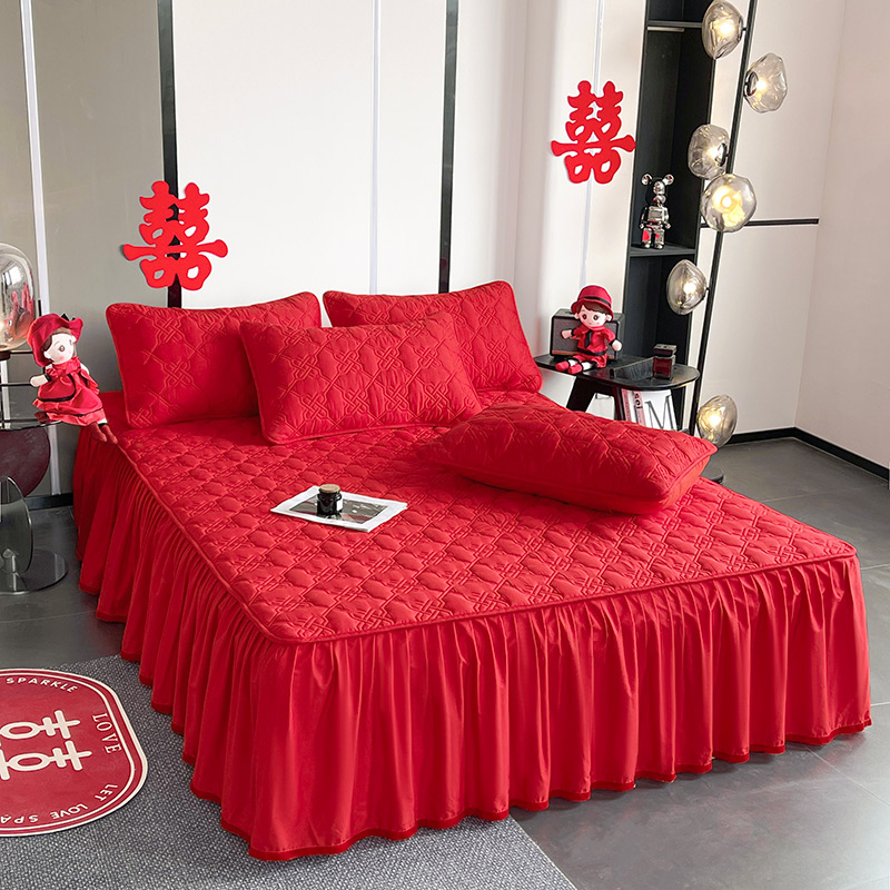 91家纺网 家纺一手货源 找家纺 （总）3C 2024新款A类喜嫁全棉大豆床裙系列