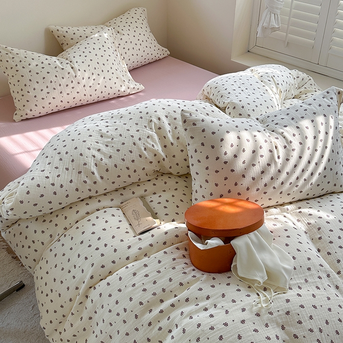 91家纺网 家纺一手货源 找家纺 萝莉家纺 2025新款全棉双层皱皱纱四件套（第三批） 小紫花