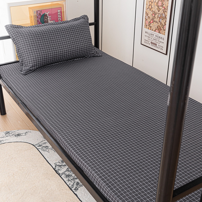 91家纺网 家纺一手货源 找家纺 楠沐家纺 2025新款大学生床垫套可拆洗学生宿舍亲肤床垫套 黑小格