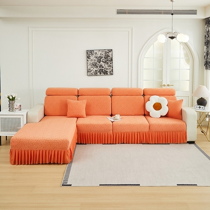 天下布艺 2024新款摇粒绒清灵裙边坐垫套 橙色