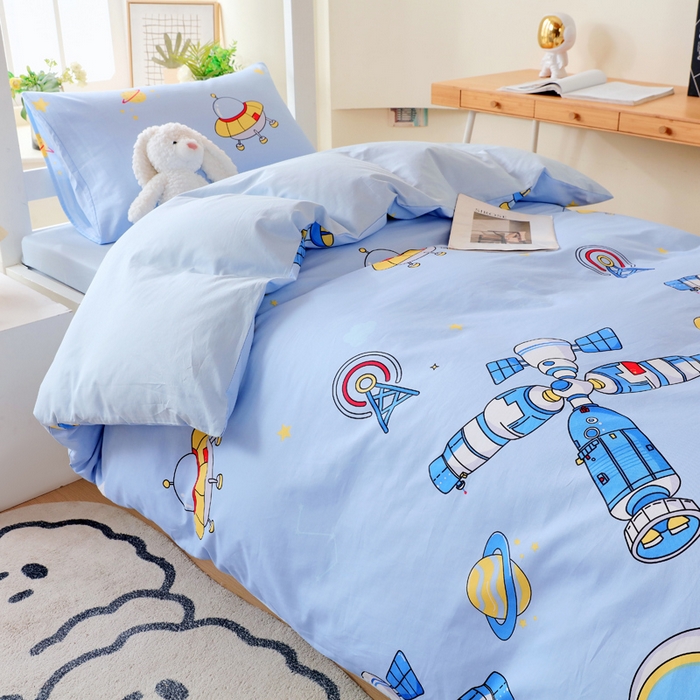 91家纺网 家纺一手货源 找家纺 金鑫汇家纺 2024新款全棉宿舍印花三件套第二批 宇宙奥秘