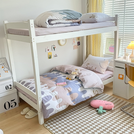 金鑫汇家纺 2024新款全棉宿舍印花三件套第一批 奶油粉