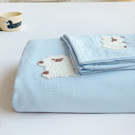 91家纺网 家纺一手货源 找家纺 （总）韩巢家纺 2024新款四季通用超柔水洗棉毛巾绣单件被套-小白熊系列（提供卖家秀 ）