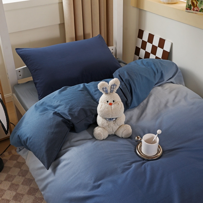 91家纺网 家纺一手货源 找家纺 梦家居 2024新款全棉简约风学生宿舍三件套 星空蓝